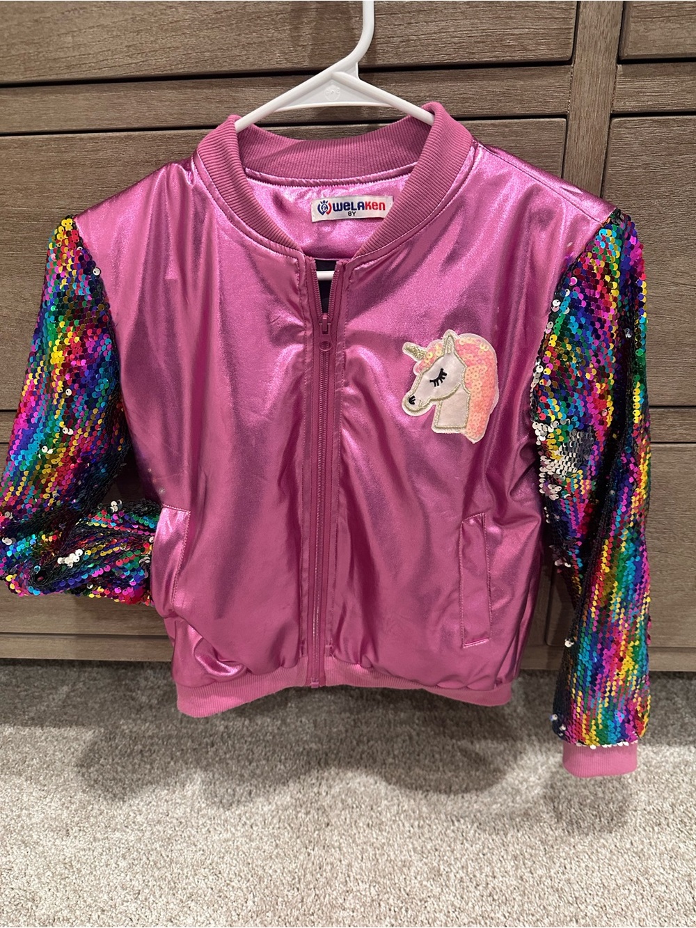 Kids' Pink Unicorn Sequin Jacket